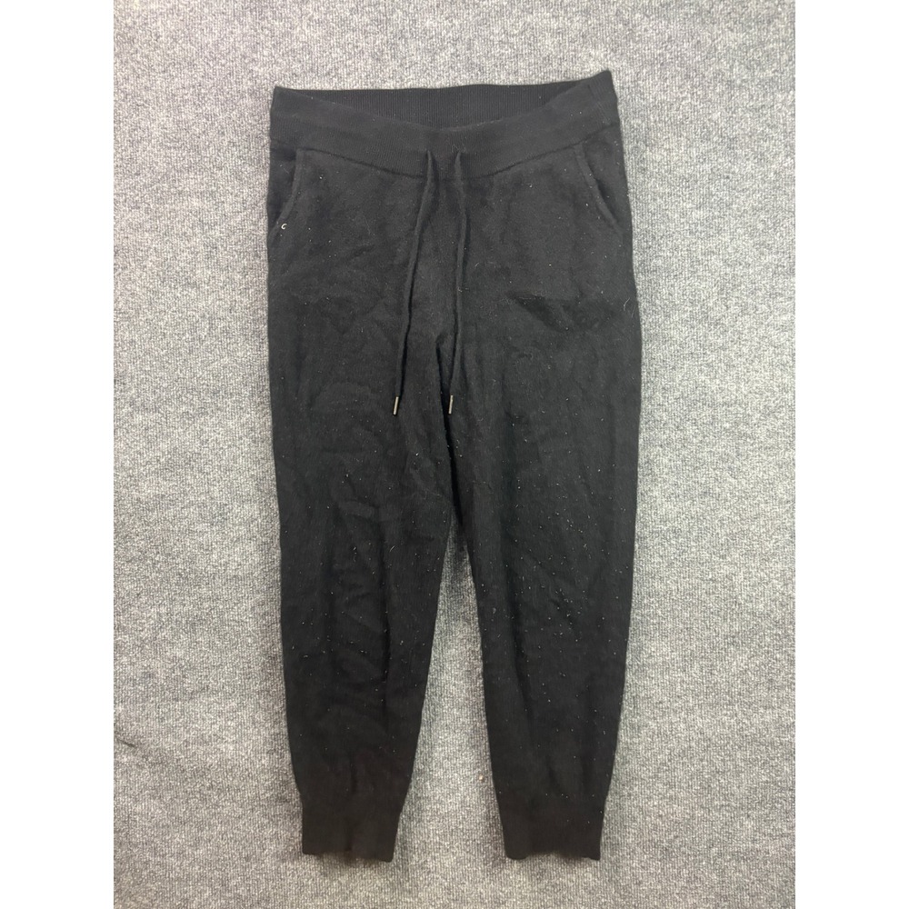 Quince Cashmere Knit Joggers Women Size‎ M Black Drawstring Lounge Pants